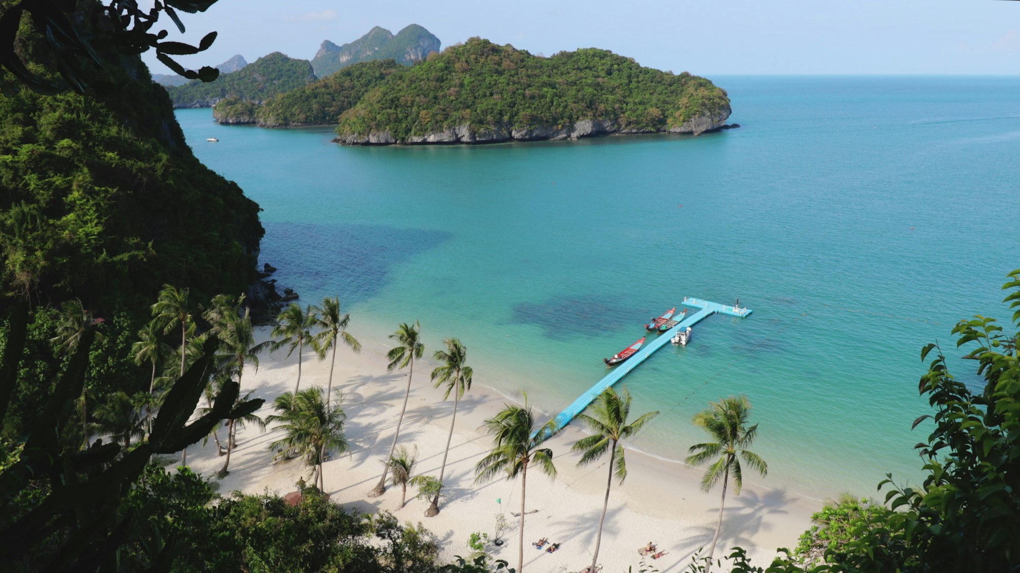 aerial shot of exotic island thailand marine park
