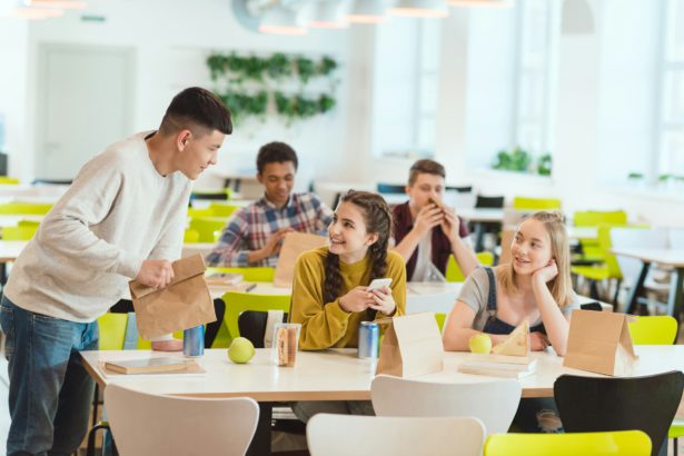 high school students at school cafeteria